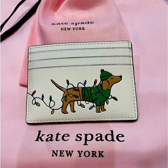 Kate Spade dachshund card holder / case NWT Claude Christmas wallet bag - Picture 1 of 10